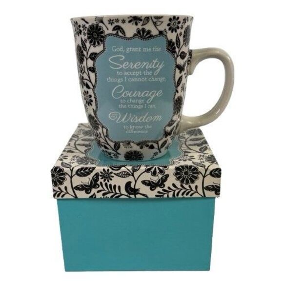 Serenity Prayer Ceramic Coffee Mug Floral Courage Wisdom Inspirational New w/Box - Picture 10 of 14